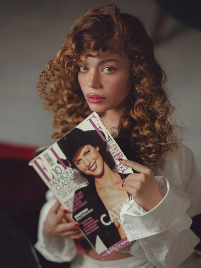 British Vogue editorial cover, monochrome beauty portrait